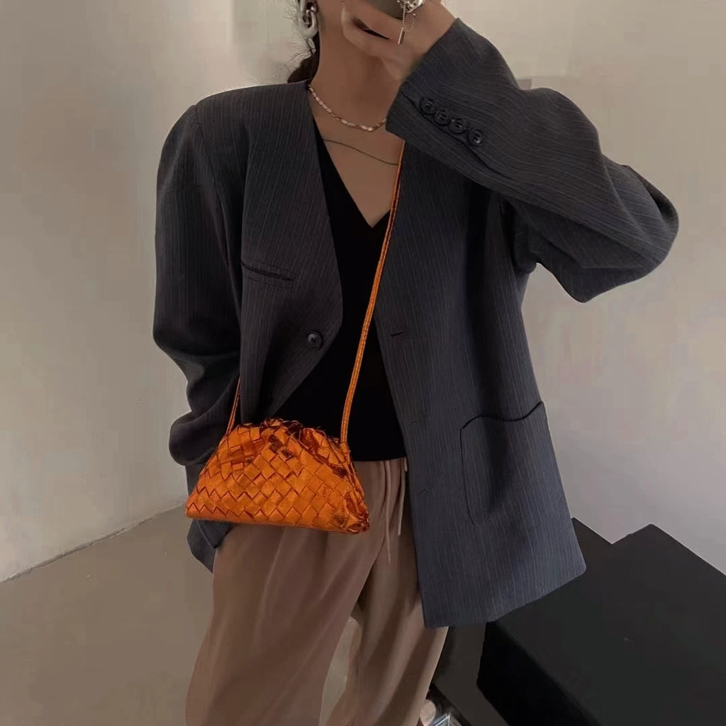 PRE ORDER ORANGE METALLIC POUCH BAG