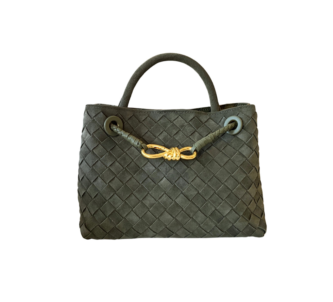 PRE ORDER DARK GREEN SUEDE GALA M BAG (PIEL)