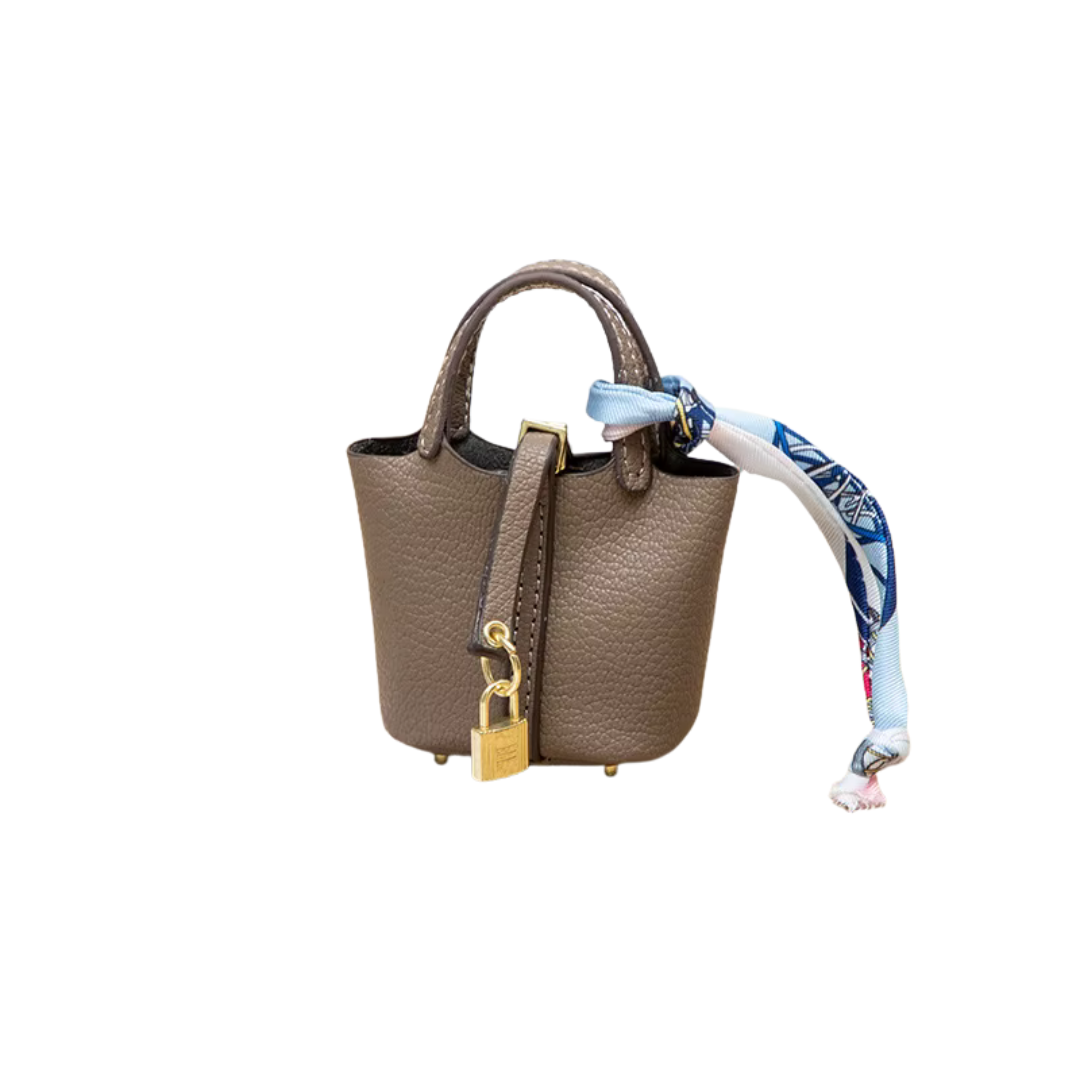 MINI P TAUPE BAG CHARM
